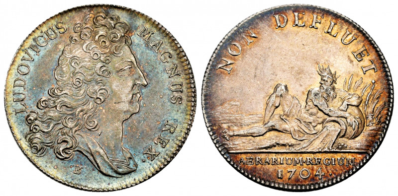 France. Louis XIV. Jeton. 1704. (Feuardent-1972). Rev.: Allegorical figure of a ...