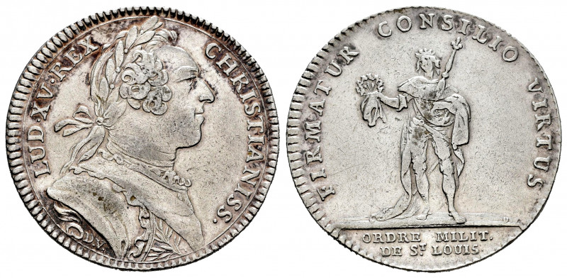 France. Jeton. Rev.: FIRMATUR CONSILIO VIRTUS / ORDRE MILIT DE ST LOUIS. Ag. 9,7...