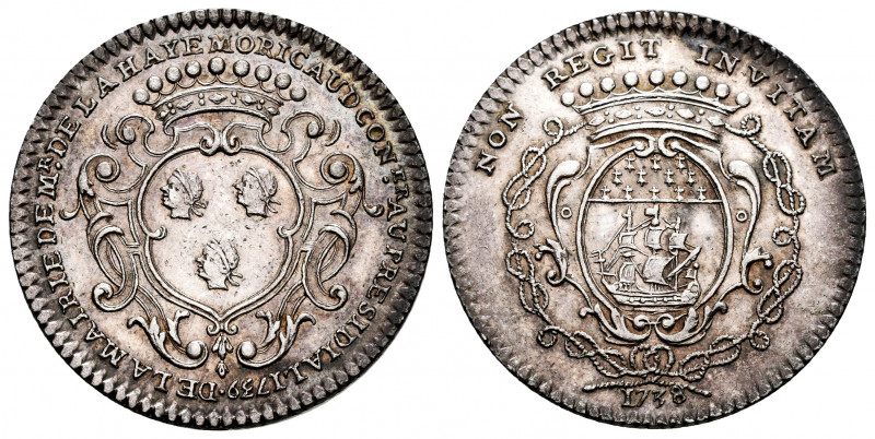 France. Jeton. 1739. Nantes. (Feuardent-8912). Ag. 7,38 g. Nantes navy. Tone. Or...