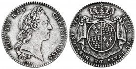 France. Louis XV. Jeton. 1762. (Feuardent-8772). Ag. 6,69 g. Arms of France and Brittany. Almost XF. Est...35,00. 


 SPANISH DESCRIPTION: Francia....