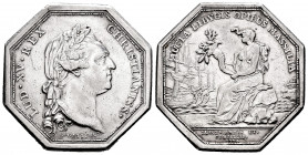 France. Louis XV. Jeton. 1774. (Feuardent-11425). Rev.: Seated female figure holding horn of plenty, boats in the background. AUCTA LIBVCIS OPIBUS MAS...