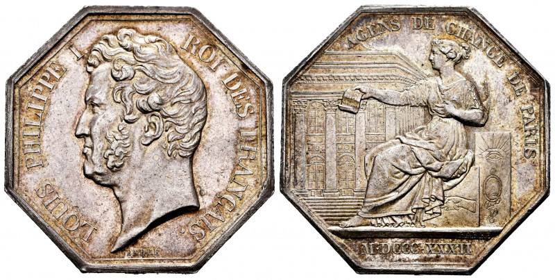 France. Jeton. 1832. Rev.: AGENS DE CHANGE DE PARIS / M·DCCC·XXXII·. Ag. 9,14 g....