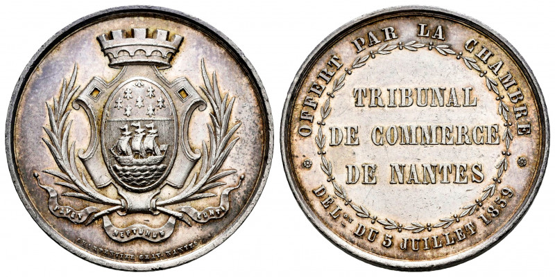 France. Jeton. 1859. Rev.: OFFERT PAR LA CHAMBRE / TRIBUNAL DE COMMERCE DE NANTE...