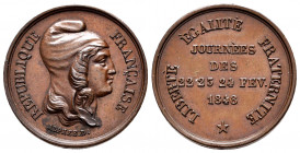 France. Medal. 1848. Anv.: REPUBLIQUE FANCAISE, below signature ALPHEE D. Rev.: LIBERTE ÉGALITE FRATERNITE - JOUERNEES DES 22, 23, 24 FEV. 1848. Ae. 9...