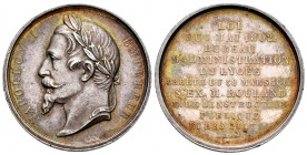 France. Napoleon III. Medal. Anv.: NAPOLEÓN III - EMPEREUR. Laureate head to left, below signature DEPAULIS F. Rev.: LOI DUI MAI 1802 BUREAU D´ADMINIS...