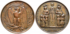 France. Medal. 1853. Rev.: EMPIRE FRANÇAISE / ENSEIGNEMENT PRIMAIRE. Ae. 66,69 g. Engraver: E. Fronchon Sculp. 51 mm. Nicks on edge, scratches on reve...
