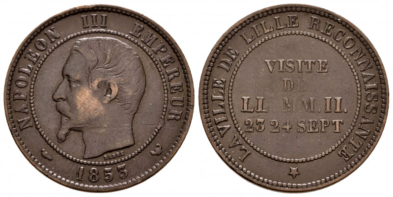 France. Napoleon III. Medal. 1853. (Gad-3365). Anv.: NAPOLEON III EMPEREUR. Head...