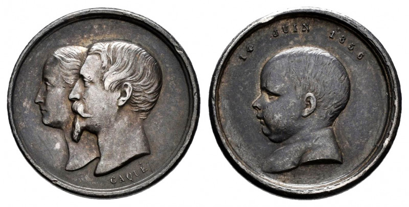 France. Napoleon III. Medal. 1856. (Divo-317). Ag. 1,92 g. Commemorating the bap...