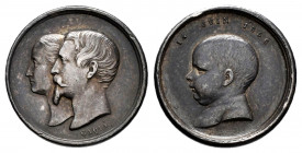 France. Napoleon III. Medal. 1856. (Divo-317). Ag. 1,92 g. Commemorating the baptism of Louis Napoleon. 26mm. Old cabinet tone. Choice VF. Est...30,00...