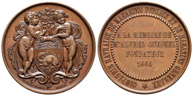 France. Medal. 1864. Ae. 18,53 g. Public and private warehouse transportation company. To its founder Mr. Aldred Quesnel. 37mm. AU/XF. Est...50,00. 
...