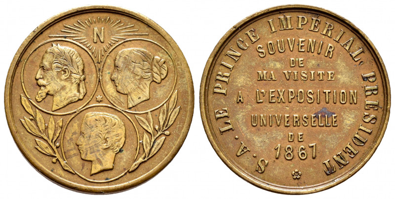 France. Napoleon III. Medal. 1867. Anv.: Three medallions with the heads of Napo...