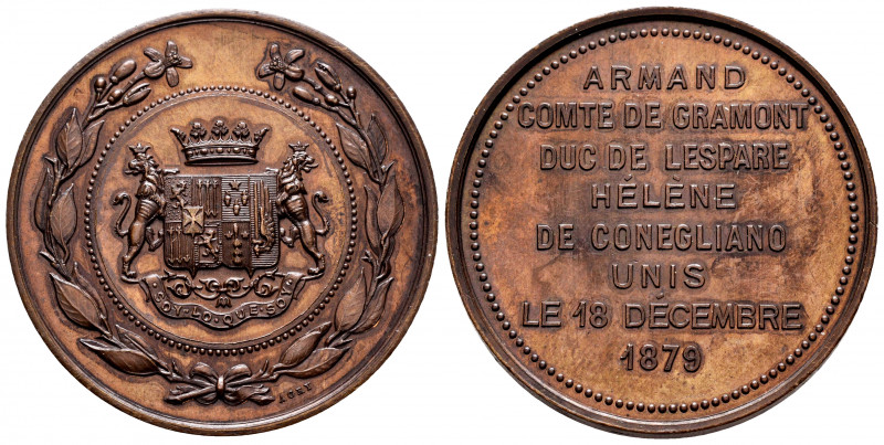 France. Medal. 1879. Rev.: ARMAND COMTE DE GRAMONT DUC DE LESPARE HELENE DE CONE...