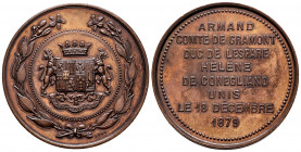 France. Medal. 1879. Rev.: ARMAND COMTE DE GRAMONT DUC DE LESPARE HELENE DE CONEGLIANO UNIS LE 18 DECEMBRE 1879. Ae. 3466,00 g. 41mm. Almost MS. Est.....