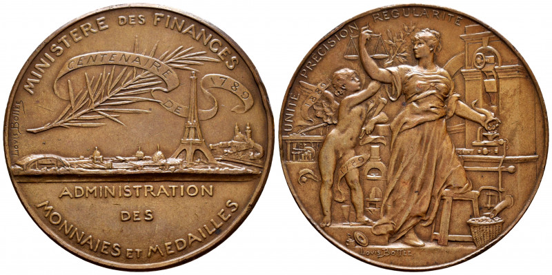 France. Medal. (1789-1889). Anv.: UNITÉ PRECISION REGULARITÉ. Panorama of Paris ...