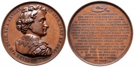 France. Medal. XIX Century. Anv.: ANTOINE VAN DYCK, NE A ANVERS EN 1599, MORT EN 1641. Rev.: VAN DYCK A CONTRIBUE NON MOINS QUE RUBENS A LA GLOIRE D'E...
