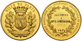 France. Medal. Anv.: VILLE DE PARIS . Rev.: ACADÉMIE PARISIENNE DES INVENTEURS INDUSTRIELS ET EXPOSANTS / DÉCERNÉE. Ae. 62,36 g. Engraver: Marey. Gold...