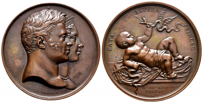 France. Medal. Duques de Berry, nacimiento del duque de Burdeos, 1820. (BC.54, C...