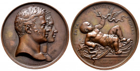 France. Medal. Duques de Berry, nacimiento del duque de Burdeos, 1820. (BC.54, Coll.223). Rev.: PATA ASPERA VINCES / N DIE XXIX SEPT MDCCCXX. Ae. 59,6...