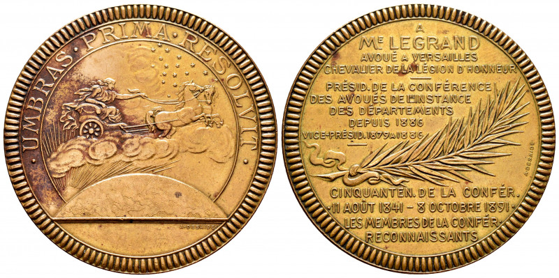 France. Medal. Anv.: UMBRAS PRIMA RESOLVIT. The chariot of the Aurora going righ...