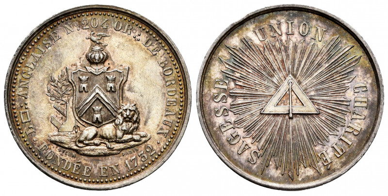 France. Medal. Anv.: (LOGE) ANGLAISE N ° 204 OR. DE BORDEAUX À L'EXERGUE FONDEE ...
