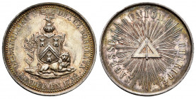 France. Medal. Anv.: (LOGE) ANGLAISE N ° 204 OR. DE BORDEAUX À L'EXERGUE FONDEE IN 1732. Lion reclining under the coat of arms of Bordeaux. Rev.: SAGE...