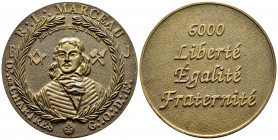 France. Medal. Anv.: R. L. MARCEAU B.O. DE CHARTRES G. O. D. F. Front bust, Masonic symbols on the sides, above HIC. CINERES UBIQUE NOMEN. Rev.: 6000/...