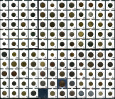 Album with 119 different French pieces, predominantly bronze jetons but also includes some coins with political satire and a weight for 1/4 ecu 16th-1...