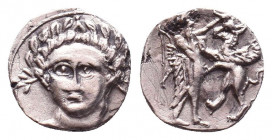 Cilicia, uncertain mint AR Obol. 4th century BC.

Condition: Very Fine
Weight: 0.6 gr
Diameter: 11 mm
