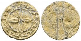 Byzantine Lead Seals, 7th - 13th Centuries

Condition:Very fine
Weight: 10.9 gr
Diameter: 36 mm