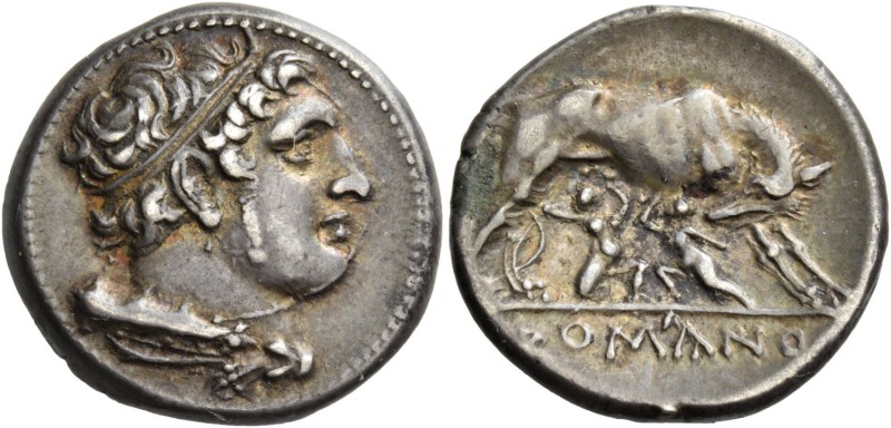 Didrachm, Neapolis (?) after 276, AR 7.27 g. Head of Hercules r., hair bound wit...