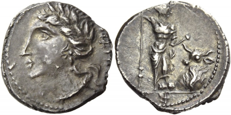 The Bellum Sociale. Denarius, Bovianum (?) circa 89 (?), AR 3.90 g. Laureate hea...
