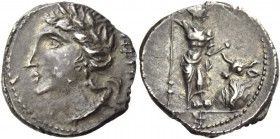 The Bellum Sociale. Denarius, Bovianum (?) circa 89 (?), AR 3.90 g. Laureate head of Italia l.; behind, viteliú retrograde in Oscan characters. Rev. S...