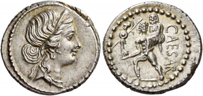 C. Iulius Caesar. Denarius, Asia 48-47, AR 3.87 g. Diademed head of Venus r. Rev...
