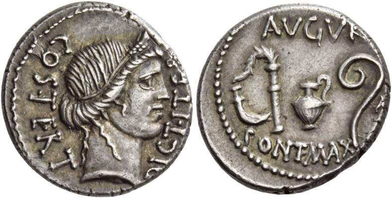 C. Iulius Caesar. Denarius, Sicily (?) 46, AR 3.97 g. COS·TERT – DICT·ITER Head ...