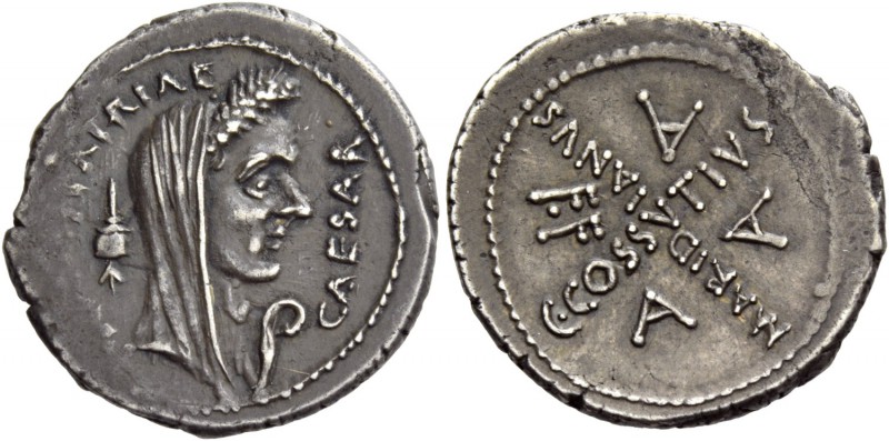 C. Iulius Caesar and C. Cossutius Maridianus. Denarius 44, AR 3.53 g. CAESAR – [...
