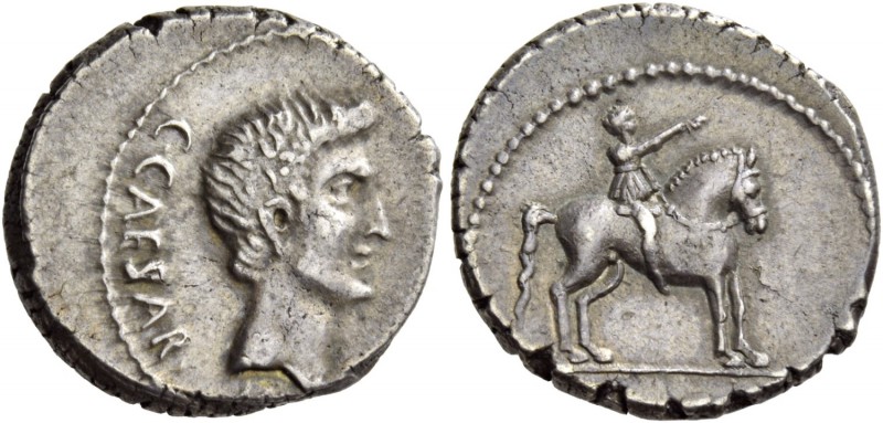 C. Caesar Octavianus. Denarius, Gallia Cisalpina 43, AR 3.62 g. C·CAESAR – [III·...
