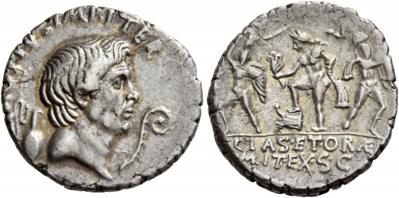 Sextus Pompeius. Denarius, Sicily 37-36, AR 3.92 g. [MA]G·PIVS·IMP·ITER Head of ...
