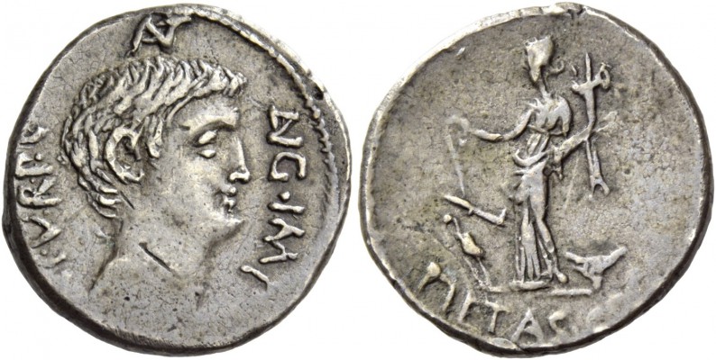 Marcus Antonius. Denarius, mint moving with Marcus Antonius 41, AR 3.54 g. ANT –...