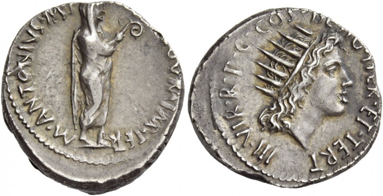 Marcus Antonius. Denarius, mint moving with M. Antonius in 38, AR 3.85 g. M·ANTO...