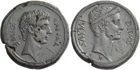C. Caesar Octavianus. Bronze, Italy 38, Æ 18.24 g. CAESAR – DIVI·F Bare head of Octavian r. Rev. DIVOS – IVLIVS Laureate head of Julius Caesar r. Babe...