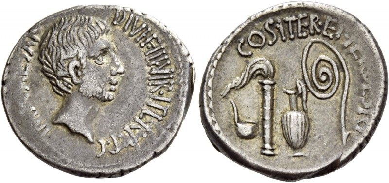 C. Caesar Octavianus. Denarius, mint moving with Octavian 37, AR 3.79 g. IMP·CAE...