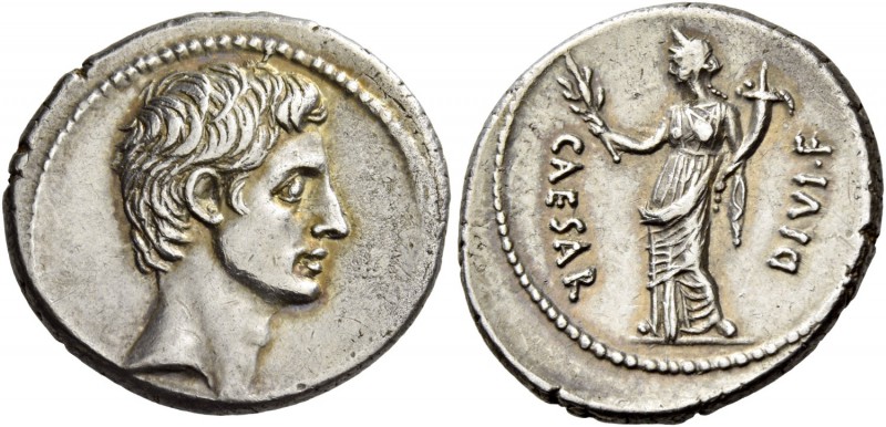 Octavian, 32 – 27 BC. Denarius, Brundisium and Roma (?) circa 32-29 BC, AR 4.02 ...