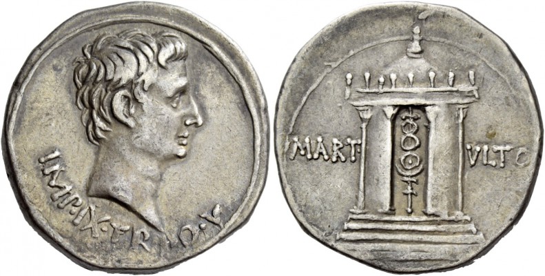 Octavian as Augustus, 27 BC – 14 AD. Cistophoric tetradrachm, Pergamum circa 19-...
