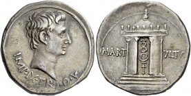 Octavian as Augustus, 27 BC – 14 AD. Cistophoric tetradrachm, Pergamum circa 19-18 BC, AR 11.20 g. IMP·IX·TR – PO·V Bare head r. Rev. MART – VLTO Vexi...