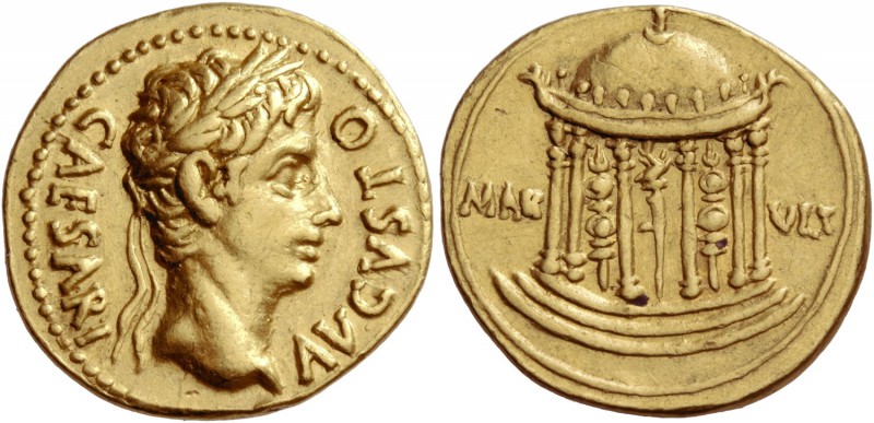 Octavian as Augustus, 27 BC – 14 AD. Aureus, Colonia Patricia (?) circa 18 BC, A...
