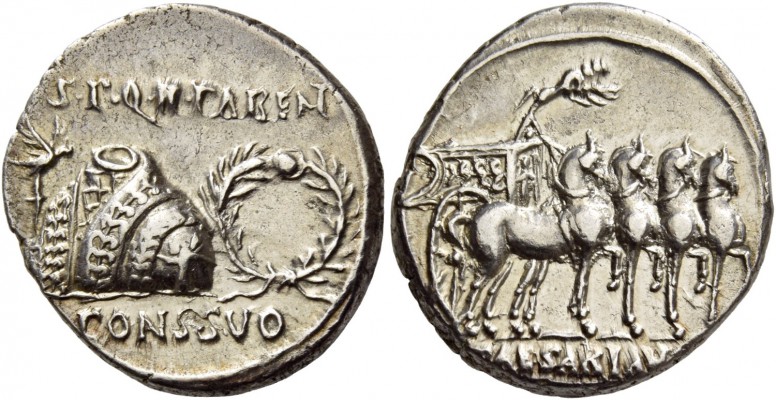 Octavian as Augustus, 27 BC – 14 AD. Denarius, Colonia Patricia (?) circa 18 BC,...
