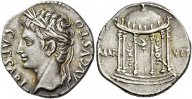 Octavian as Augustus, 27 BC – 14 AD. Denarius, Colonia Patricia (?) circa 18 BC, AR 3.79 g. CAESARI – AVGVSTO Laureate head l. Rev. MAR – VLT Aquila b...