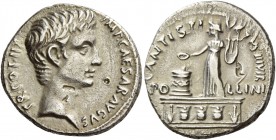 Octavian as Augustus, 27 BC – 14 AD. C. Antestius Vetus. Denarius 16 BC, AR 3.81 g. IMP CAESAR AVGVS – TR POT IIX Bare head r. Rev. C ANTISTI – VETI I...