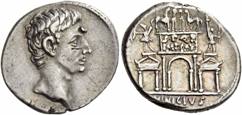 Octavian as Augustus, 27 BC – 14 AD. L. Vinicius. Denarius circa 16 BC, AR 3.99 ...