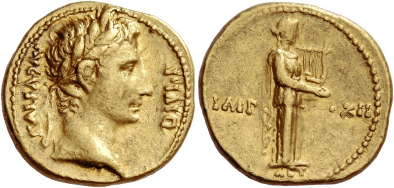 Octavian as Augustus, 27 BC – 14 AD. Aureus, Lugdunum 11-10 BC, AV 7.90 g. AVGVS...